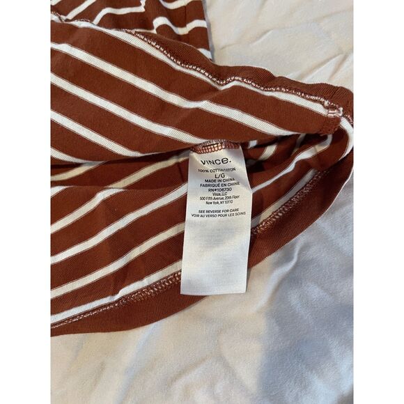 Vince Rust Striped Tee - Size L - Picture 3 of 3